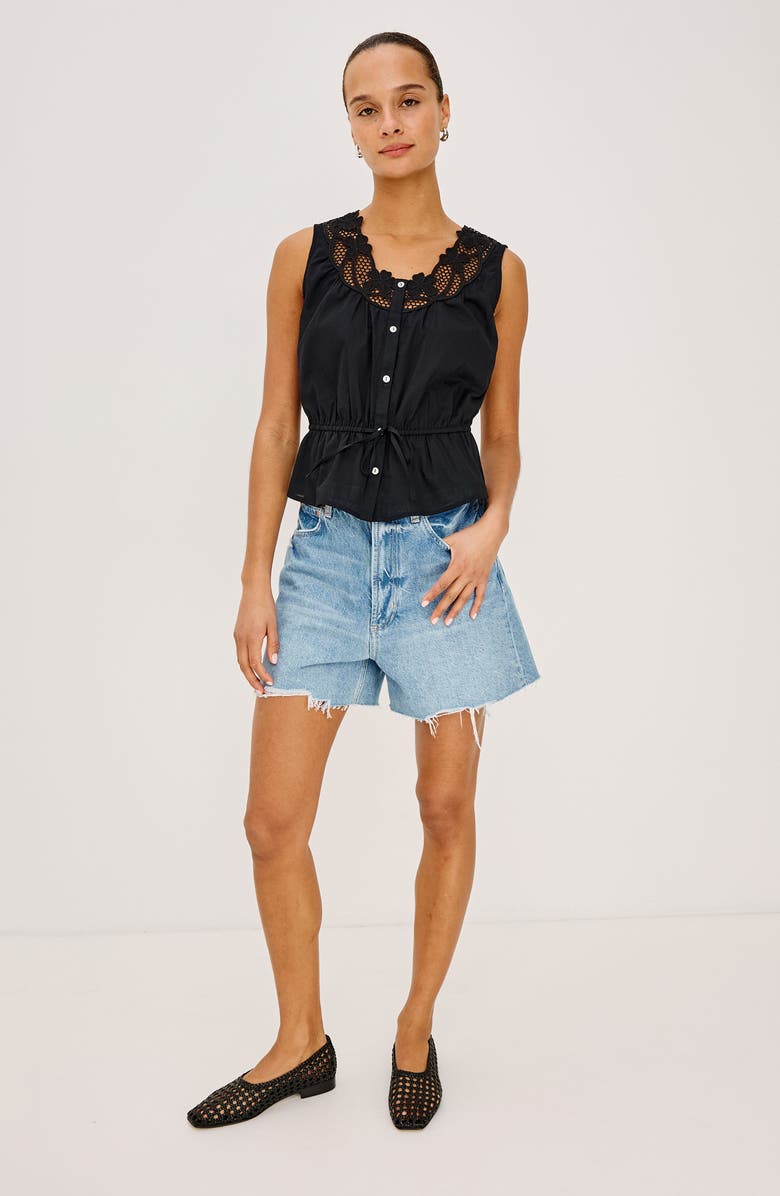 Rails Leilani Peplum Cotton Button-Up Top, Alternate, color, Black