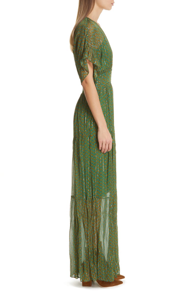 ba&sh Wanda Metallic Accent Maxi Dress, Alternate, color,