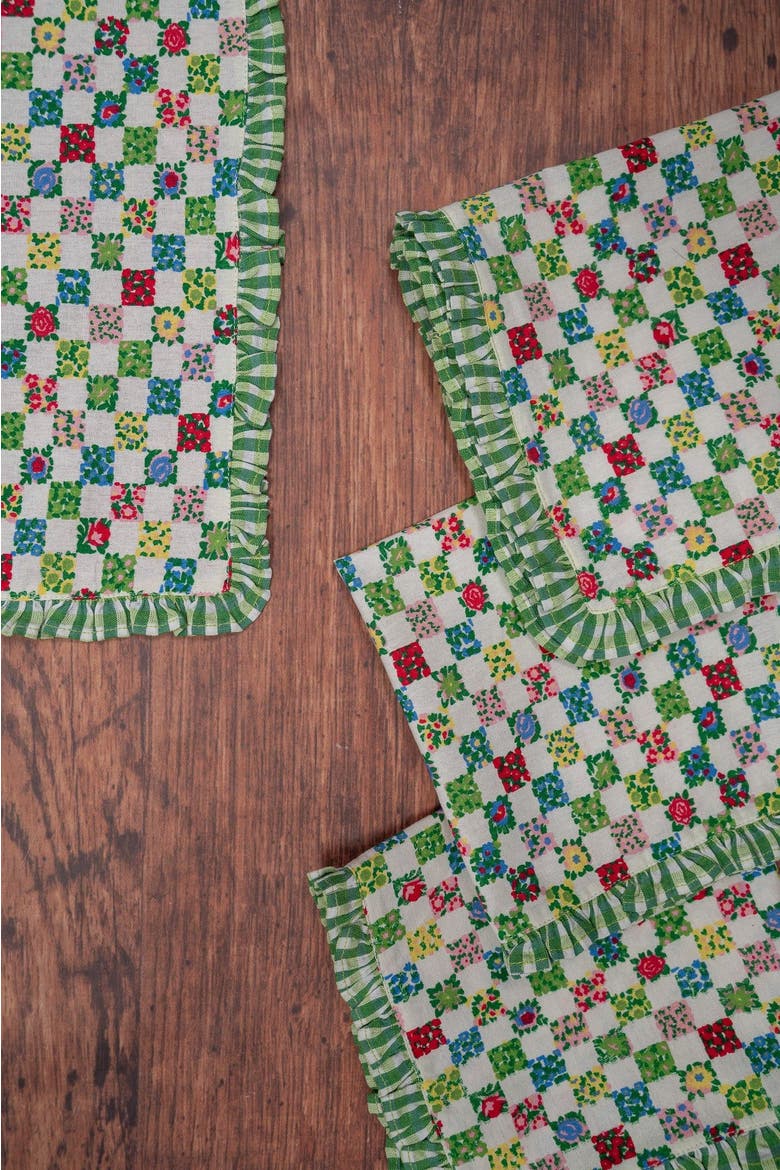 Rebecca Ruffle Napkins, Set of 4, Alternate, color, Green