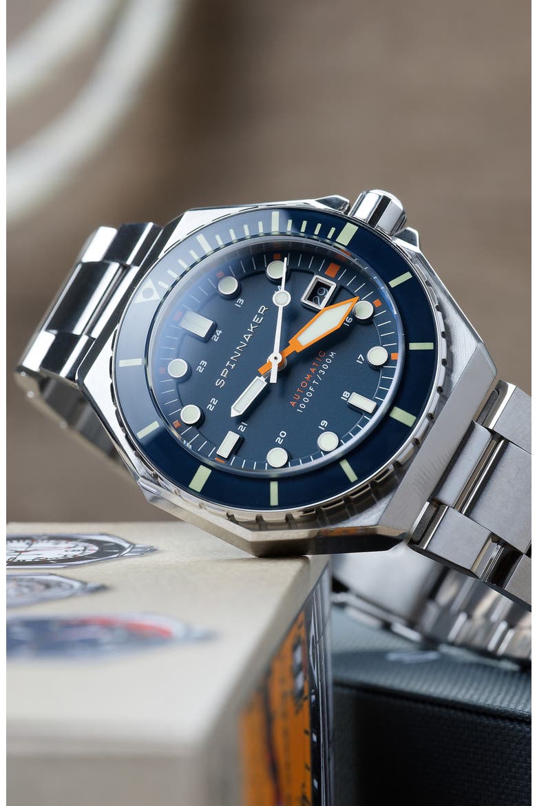 Dumas Automatic Bracelet Watch, 44mm, Alternate, color, BLUE