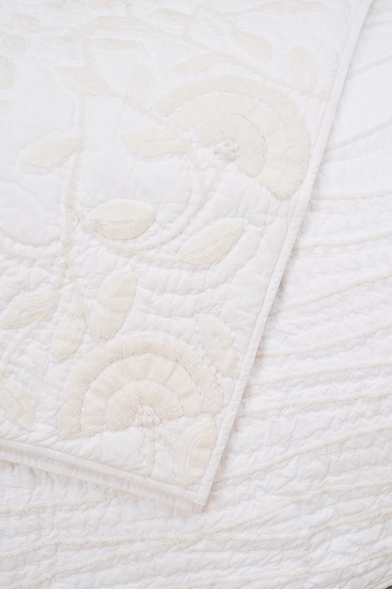 Runa Botanical White Throw Blanket for Bed or Couch Accent Décor, Alternate, color, White