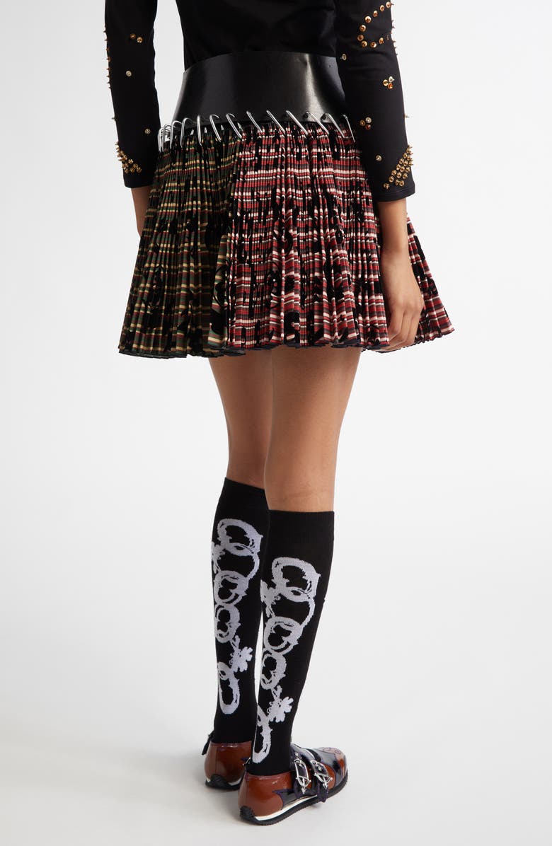 Chopova Lowena Roberta Mixed Plaid Pleated Carabiner Miniskirt, Alternate, color,