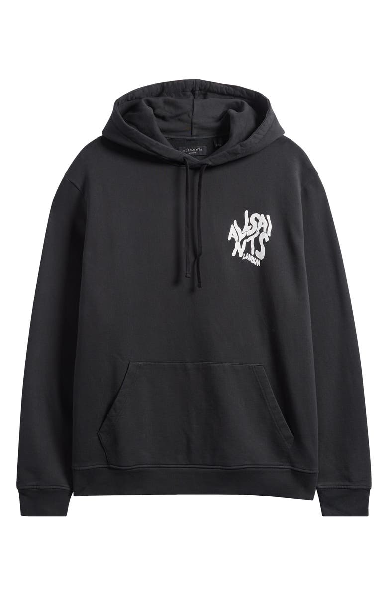 AllSaints Orlando Logo Cotton Graphic Hoodie, Alternate, color, Jet Black