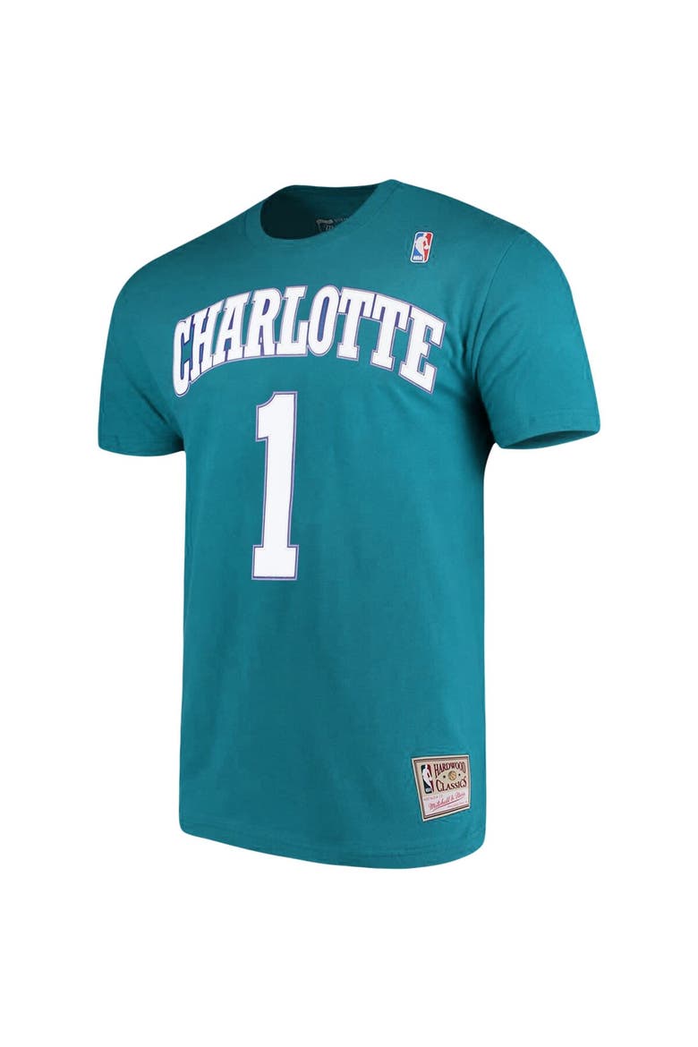 Men's Mitchell & Ness Muggsy Bogues Teal Charlotte Hornets Hardwood Classics Name & Number Player T-Shirt, Alternate, color, Teal