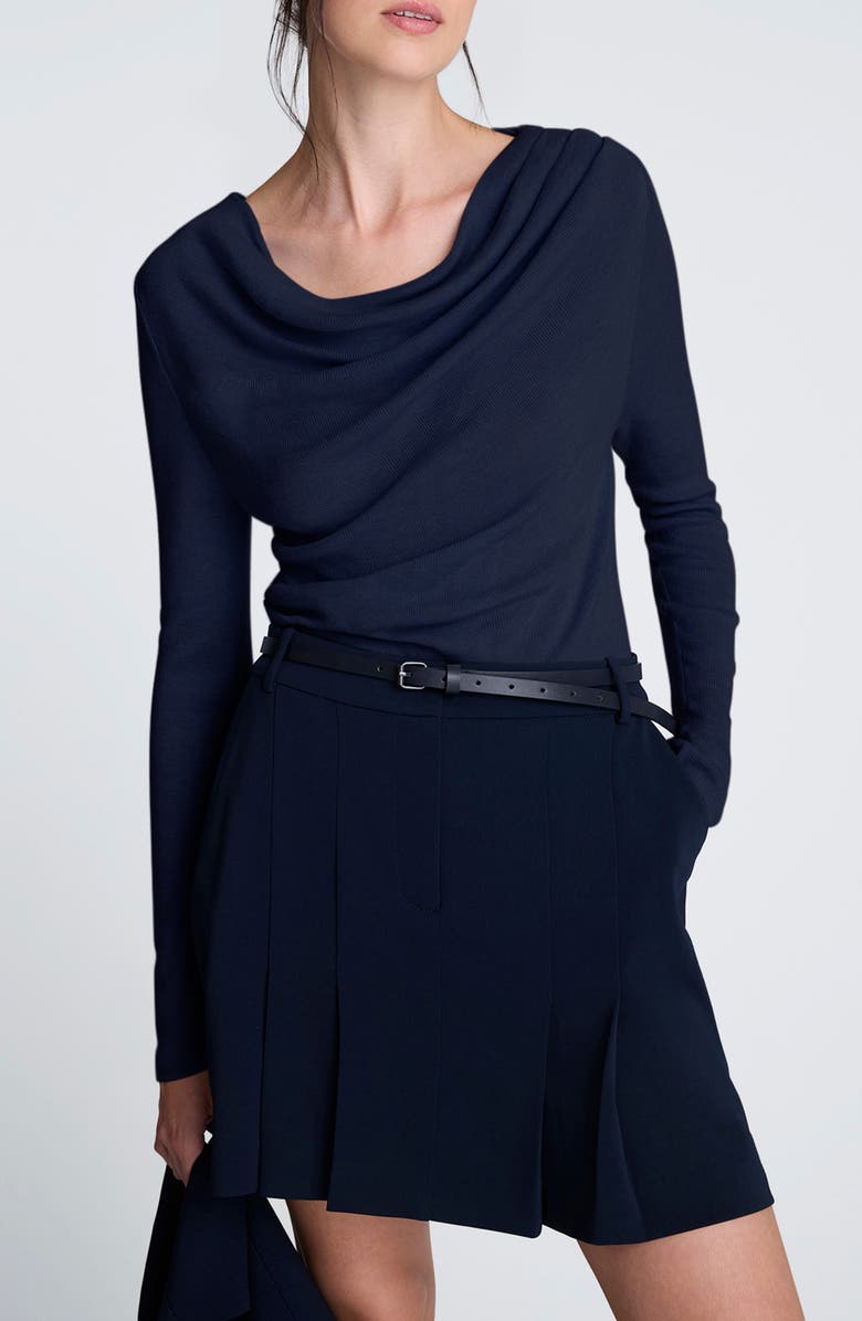 Kenneth Cole Asymmetric Drape Sweater, Main, color, Dark Navy