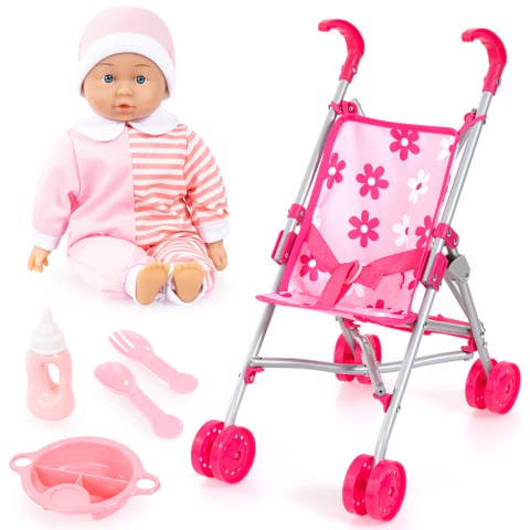 Buggy and 14" Baby Doll Set Push Stroller, Ages 18mo+