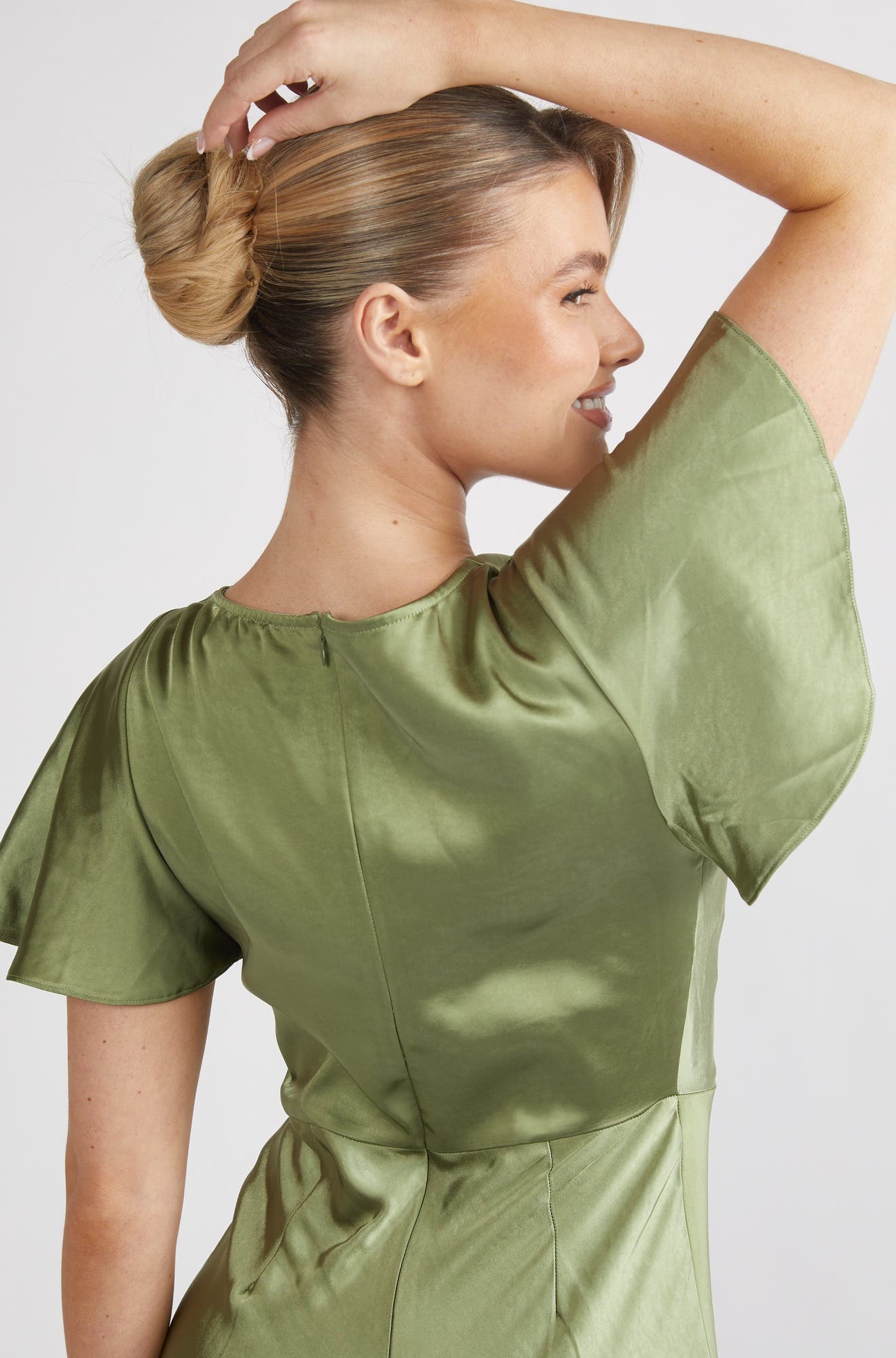 Flutter Sleeve Satin Bridesmaid Dress - image 2