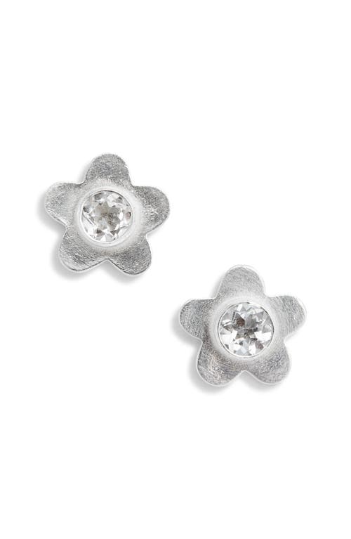 Shana Cave Large Flower Stud Earrings In Clear Quartz
