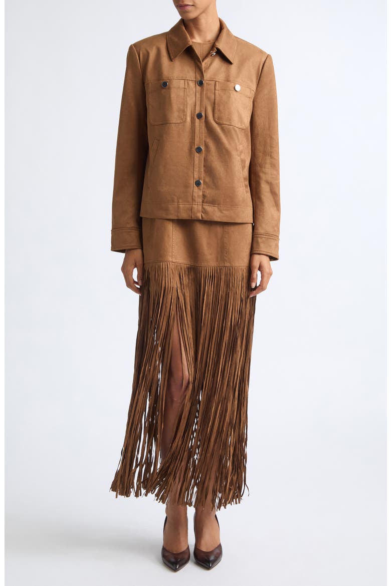 Esther Faux Suede Fringe Minidress, Alternate, color, CEDAR