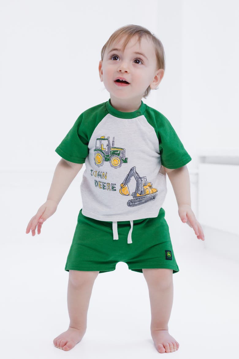 T-Shirt and French Terry Shorts Set, Alternate, color, Oatmeal Heather Green