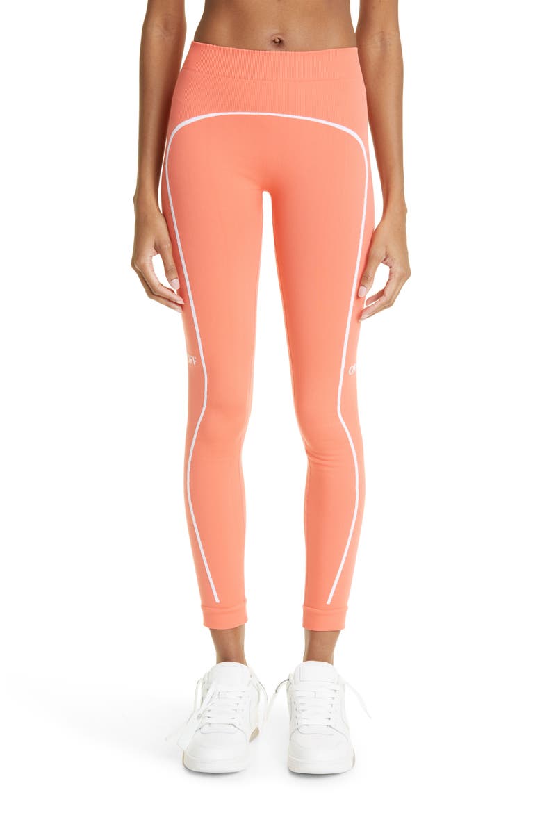 Stamp Seamless Leggings, Main, color, CORAL RED
