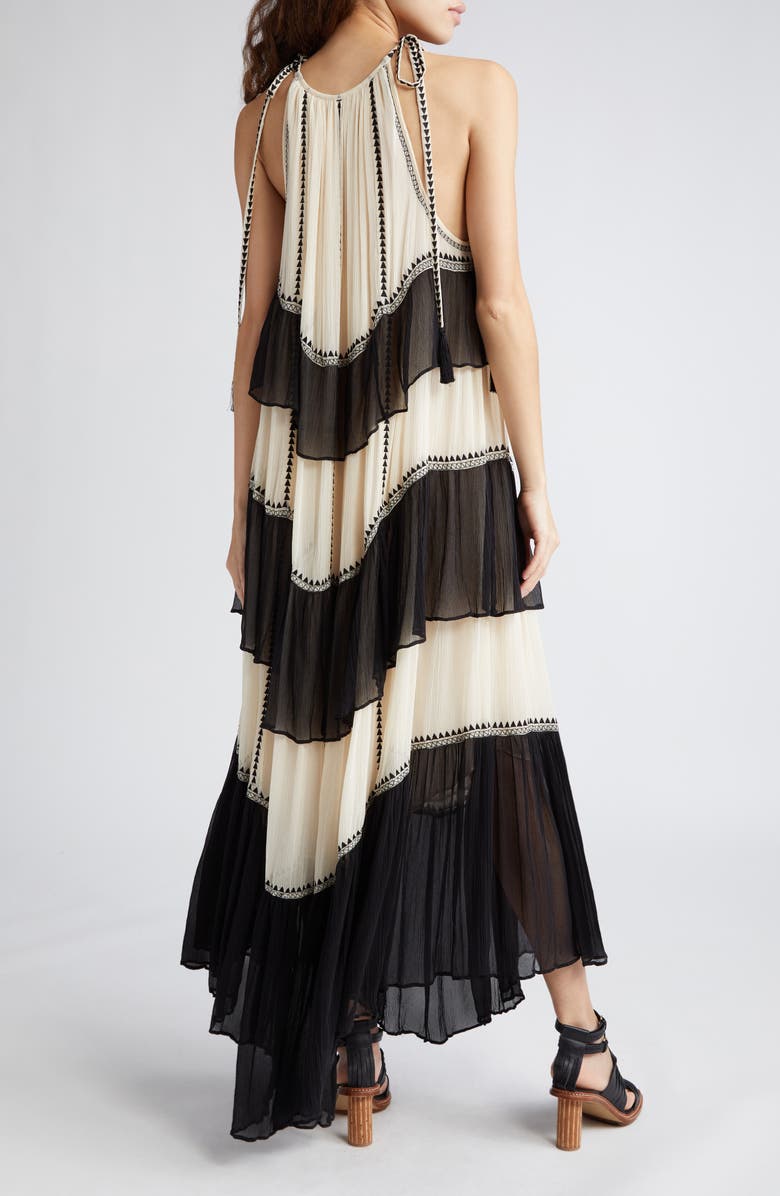 Ulla Johnson Delilah Colorblock Tiered Silk Georgette Maxi Dress, Alternate, color,