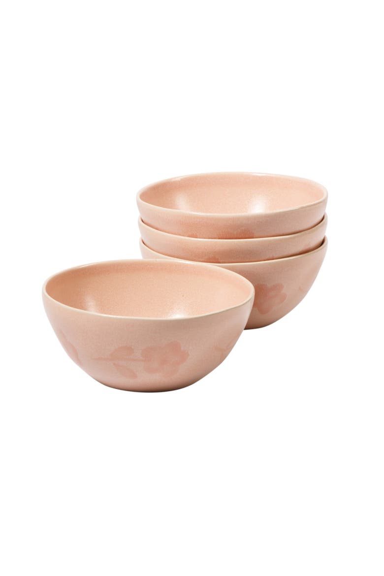 Porto Petals 6.4 Inch Cereal Bowls Set of 4, Main, color, Blush Pink