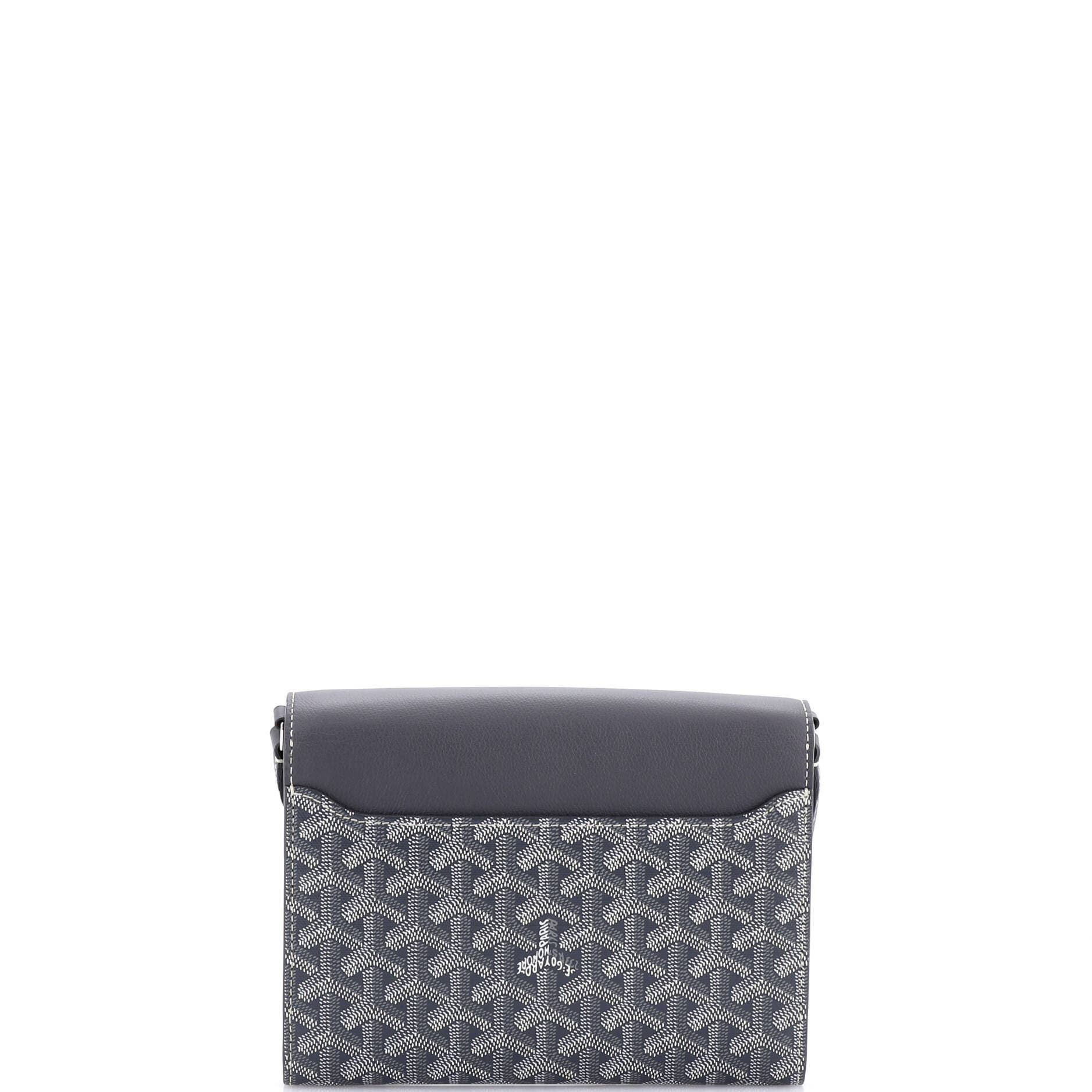 Pre-Owned Goyard Chypre Wallet on Strap Coated Canvas with Leather, Alternate, color, Gray