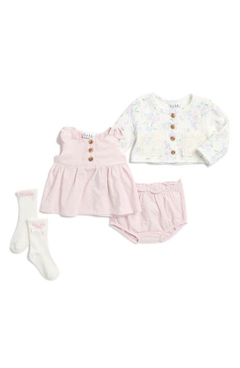 Floral Cardigan, Dress, Bloomers & Socks Set (Baby)