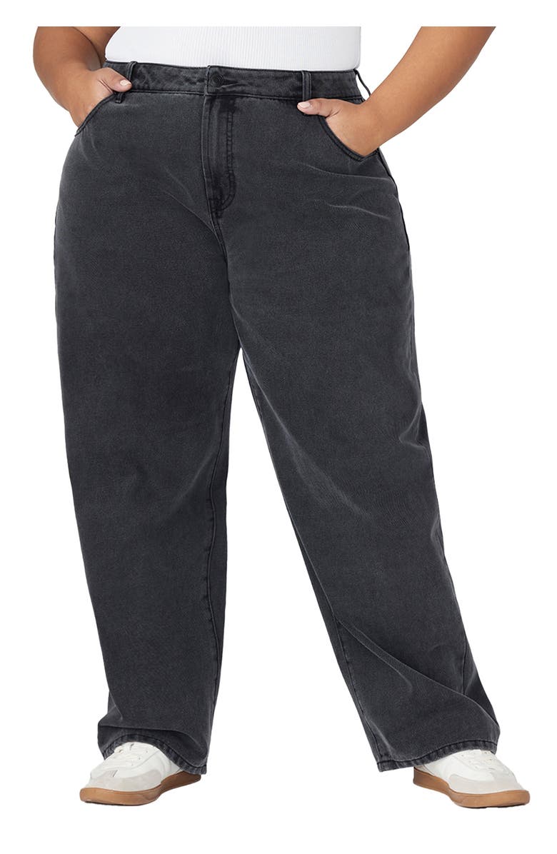 ELOQUII The Yvette Rigid Wide Leg Jean, Main, color, Black Rinse