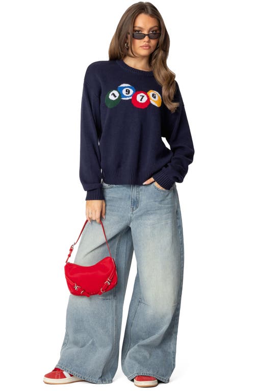 EDIKTED EDIKTED 1976 BILLIARDS COTTON GRAPHIC CREWNECK SWEATER 