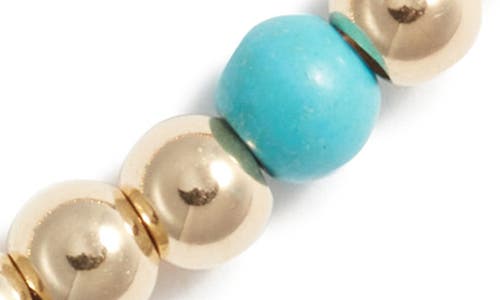 Nashelle Turquoise Stone & Bead Stretch Bracelet In Gold