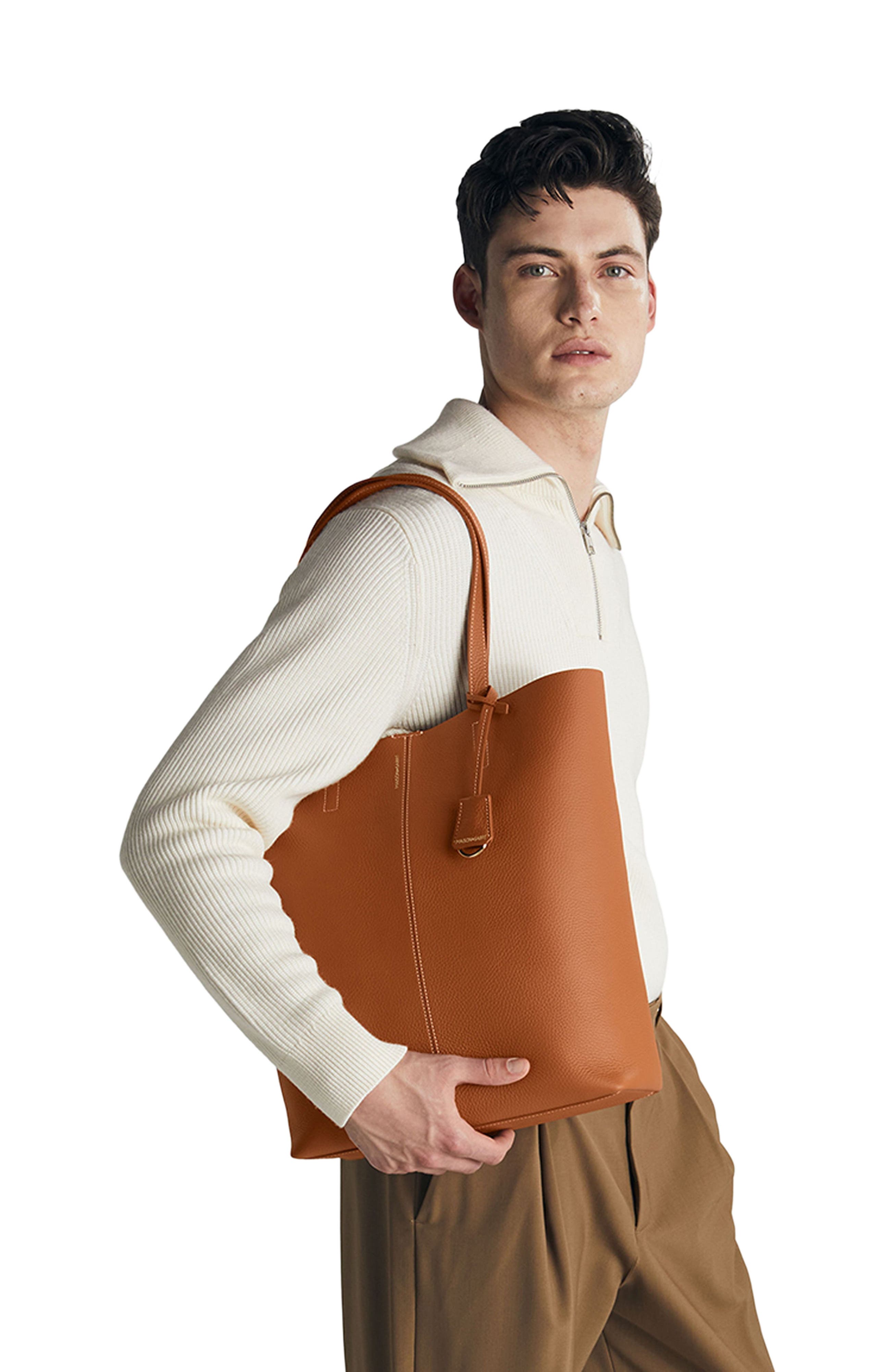 MAISON de SABRÉ Tall Leather Soft Tote, Alternate, color, Pecan Nude