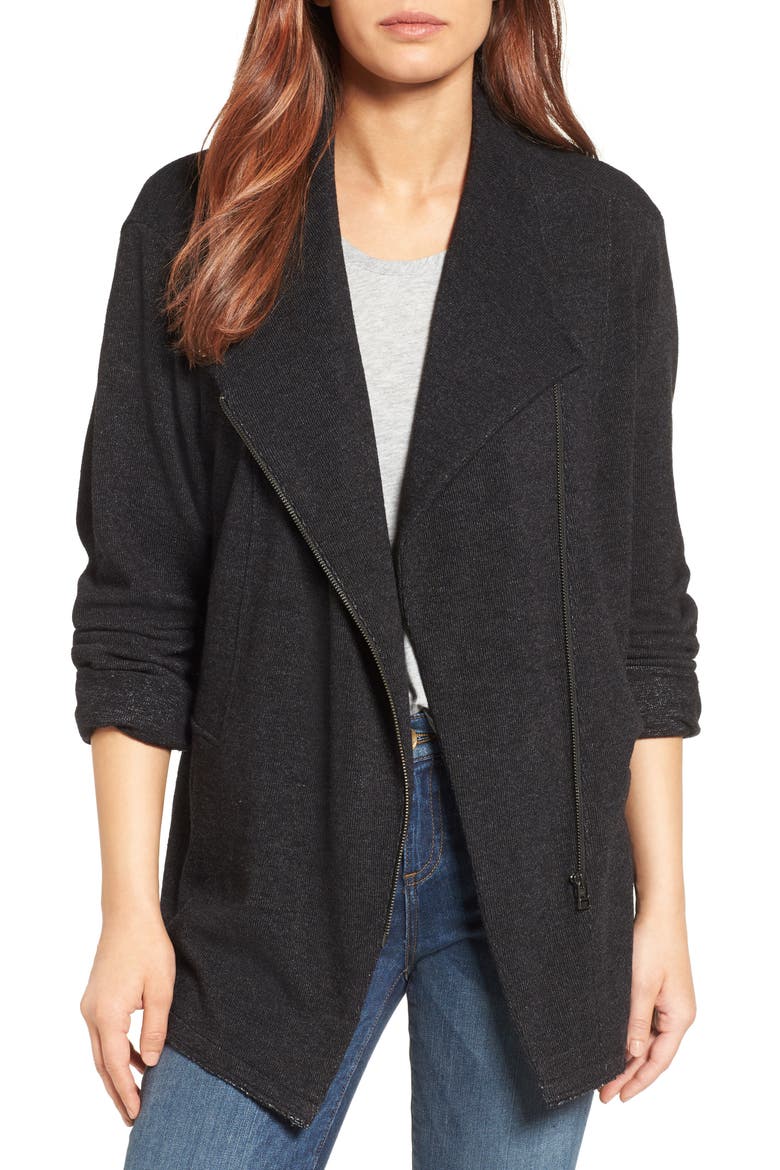 Knit Moto Jacket, Main, color, BLACK