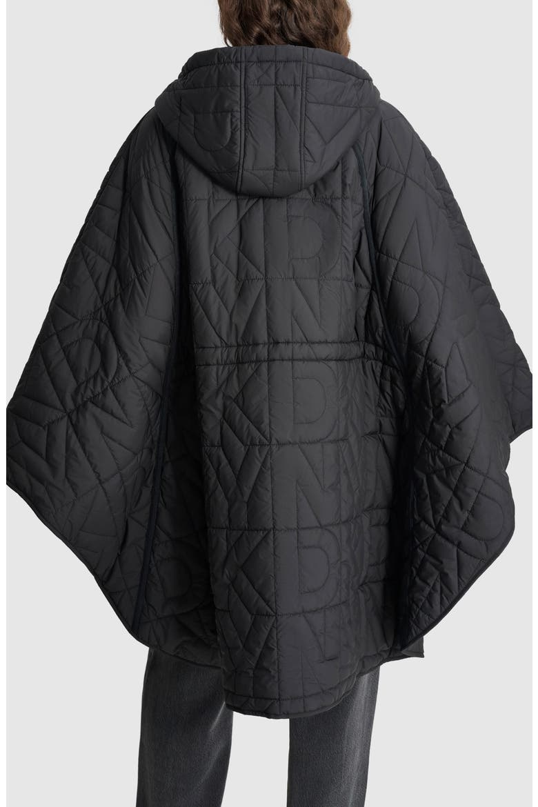 Oversize Quilted Hooded Cape, Alternate, color, BLACK