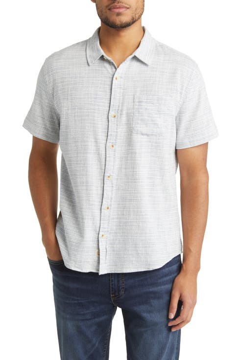 Stripe Short Sleeve Selvage Button-Up Shirt
