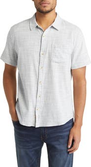 Marine Layer Stripe Short Sleeve Selvage Button-Up Shirt