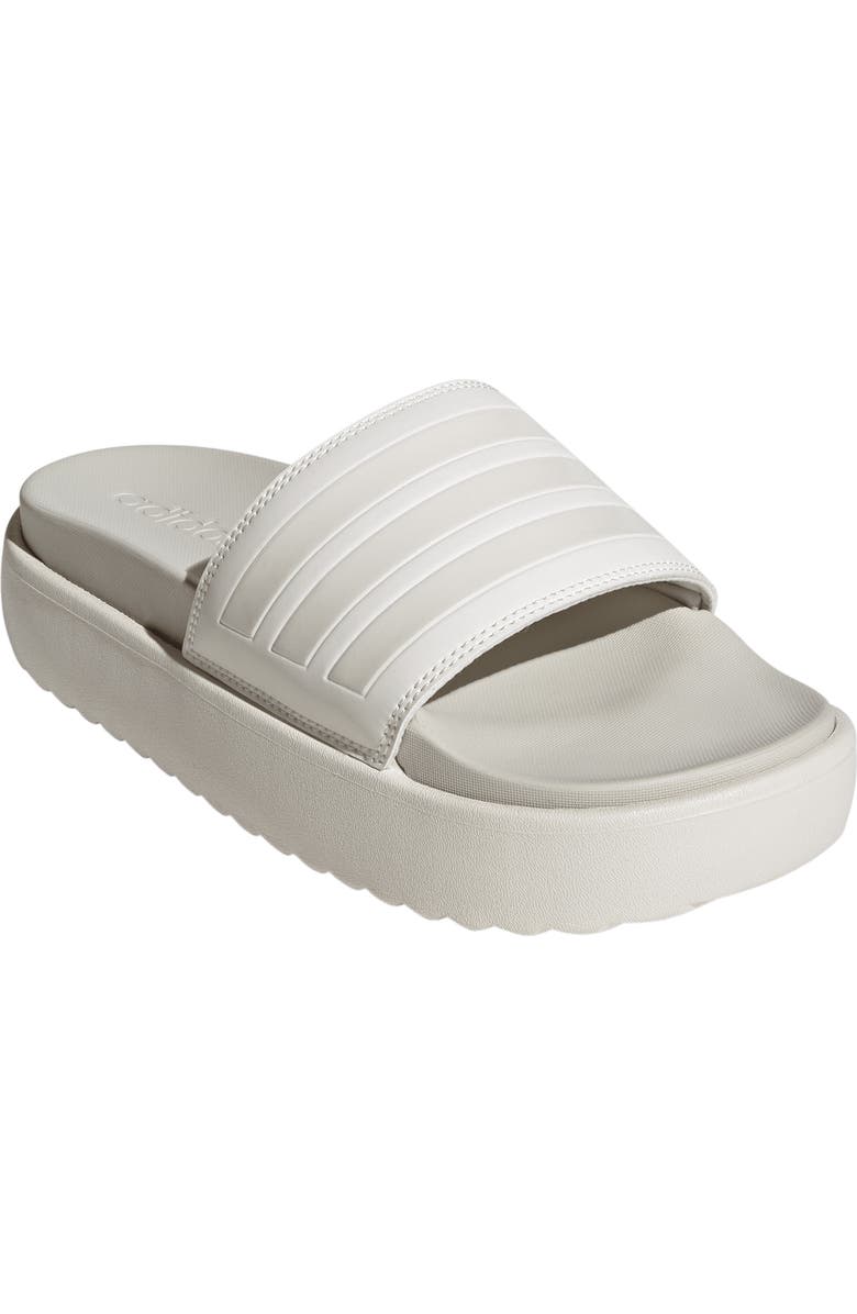 adidas Adilette Platform Slide Sandal, Main, color, Chalk White/ White/ Grey