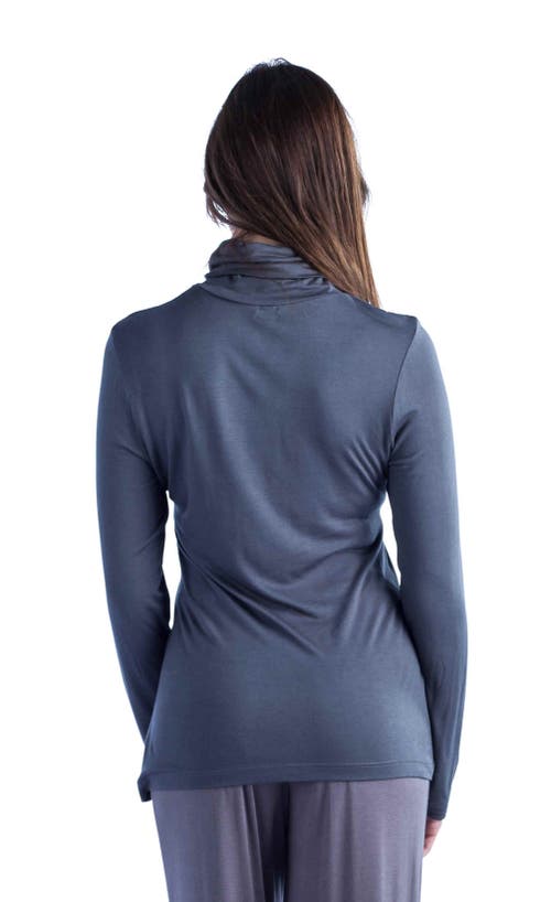 24seven Comfort Apparel Plus Size Classic Womens Long Sleeve Turtleneck In Gray