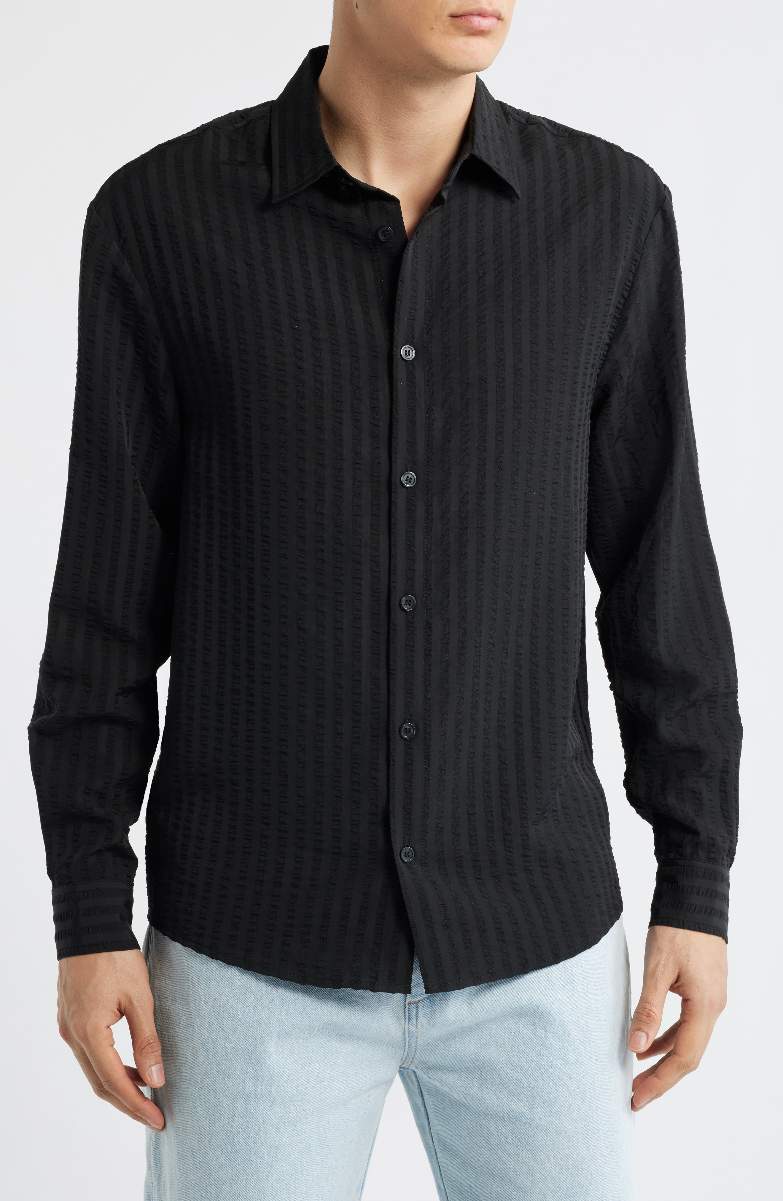 Jordan Seersucker Stripe Button-Up Shirt