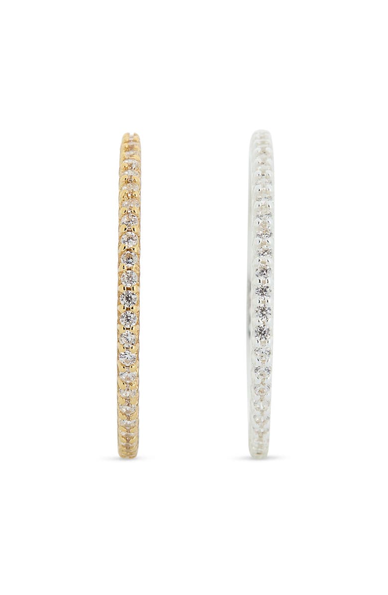ARGENTO VIVO Set of Two CZ Pave Slim Stackable Rings, Alternate, color, Gold/ Silver