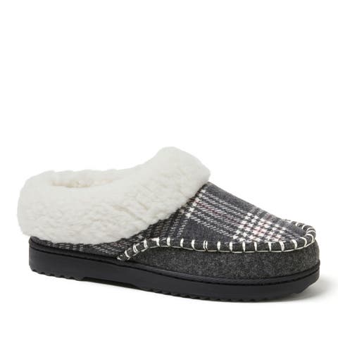 Nyla Felted Plaid Moccasin Toe Clog Slipper (Women)