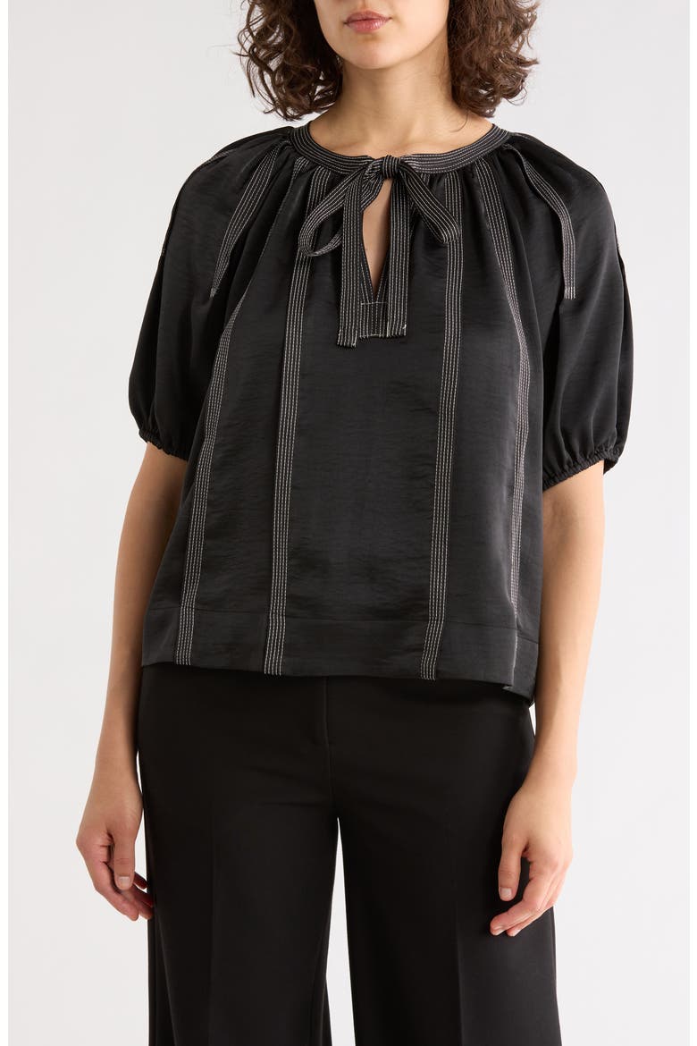 Contrast Stitch Top, Main, color, BLACK