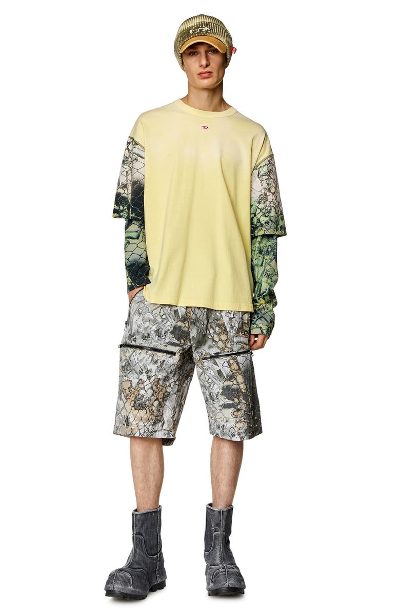 DIESEL<sup>®</sup> P-McKell-Short Abstract Print Crinkled Nylon Shorts, Alternate, color, 