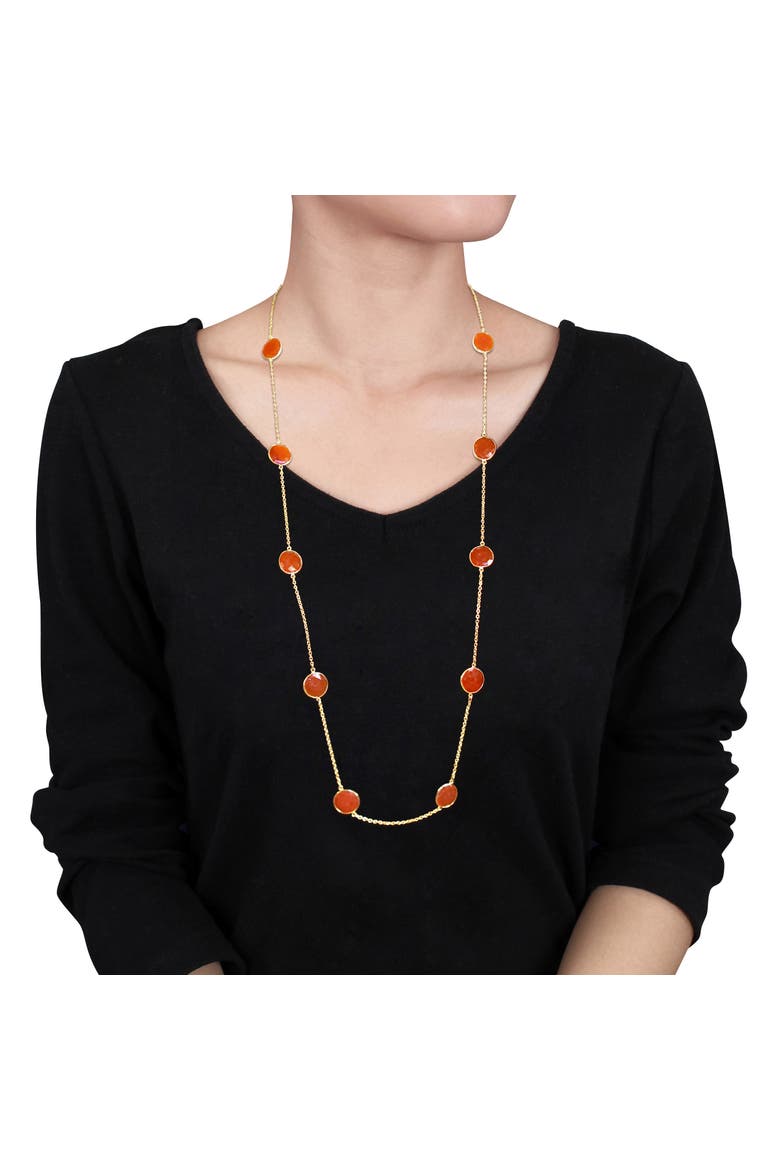 Gemstone Station Necklace Yellow-Plated Silver, Alternate, color, Carnelian