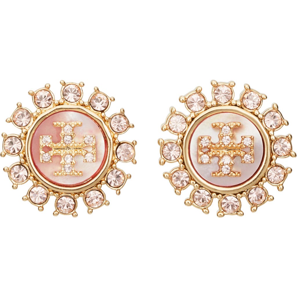 Tory Burch Kira Crystal Stud Earrings In Gold