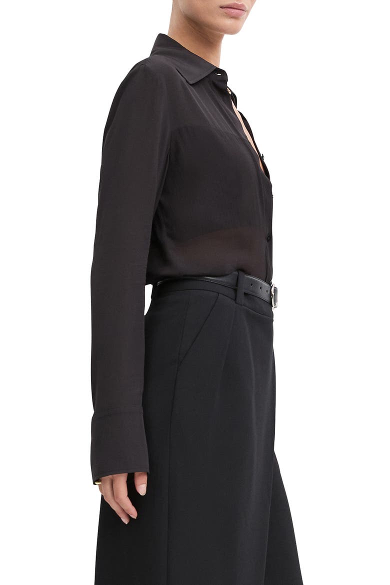 The Sheer Sophistication Button-Up Shirt, Alternate, color, BLACK