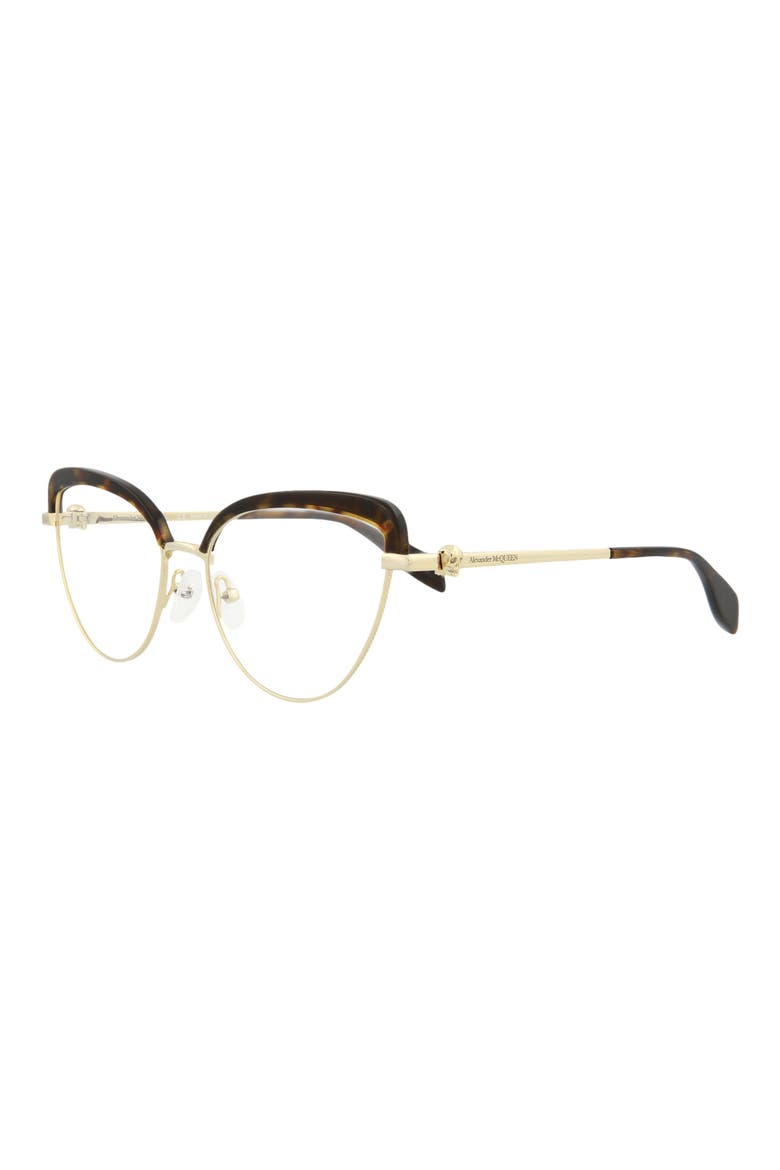 55mm Cat Eye Fashion Optical Glasses, Alternate, color, GOLD GOLD TRANSPARENT