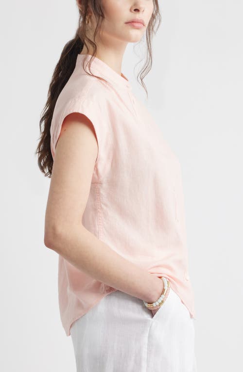 CASLONR CASLON(R) EASY CAP SLEEVE LINEN BLEND BUTTON-UP SHIRT