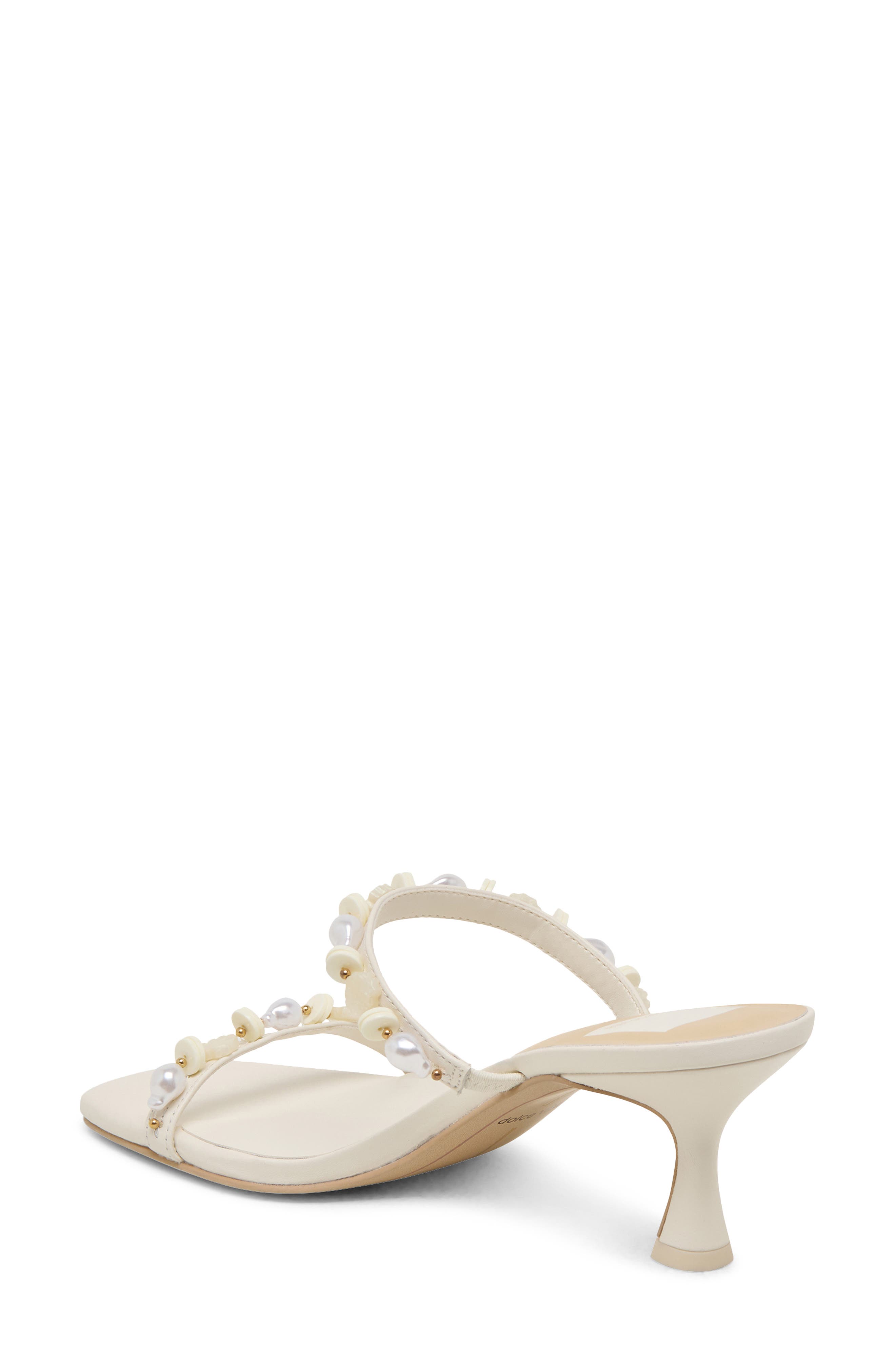 Dolce Vita Grason Bead & Faux Pearl Sandal, Alternate, color, White