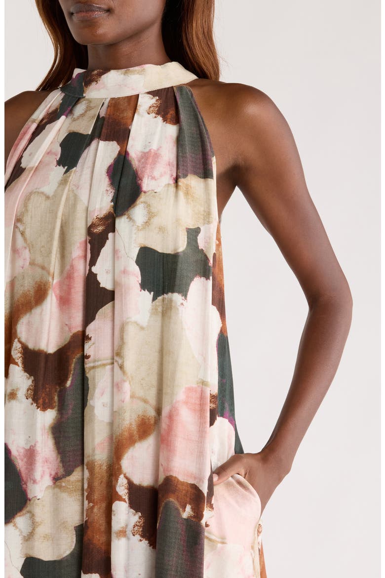 Print Sleeveless Maxi Dress, Alternate, color, BROWN MULTI