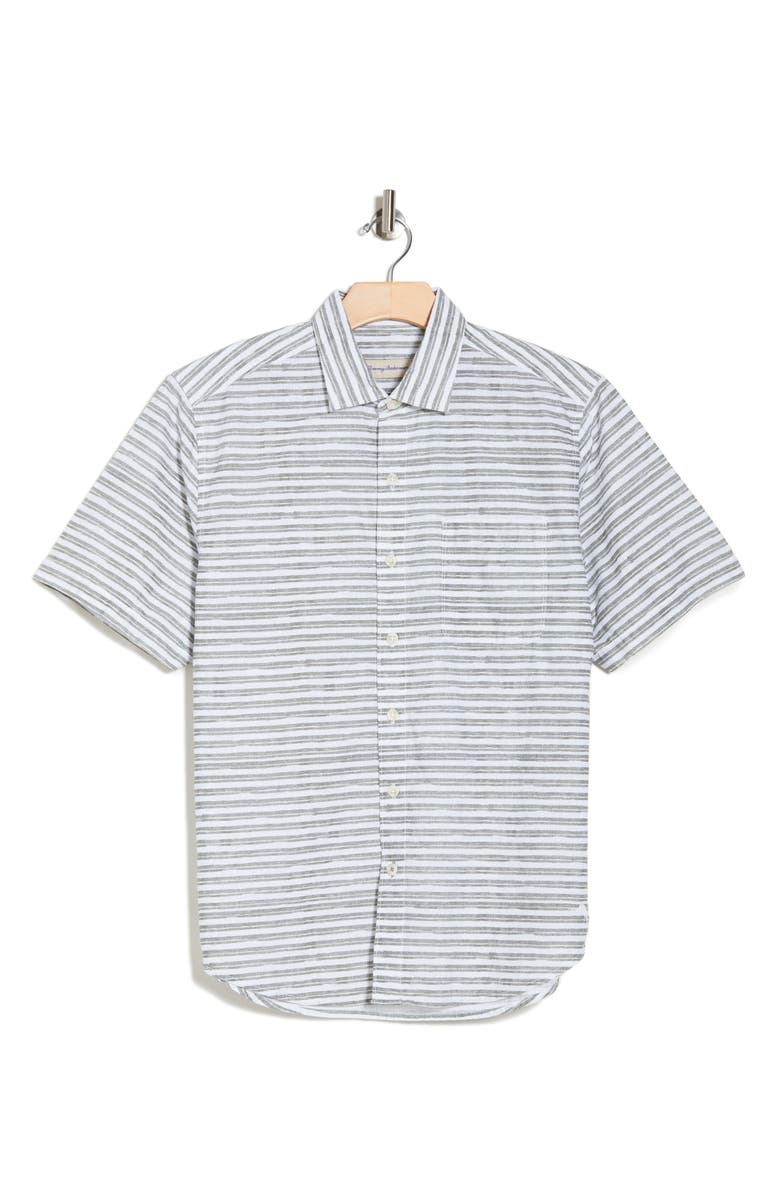 Tommy Bahama With Passion Stripe Short Sleeve Button-Up Shirt, Alternate, color, Rockwell