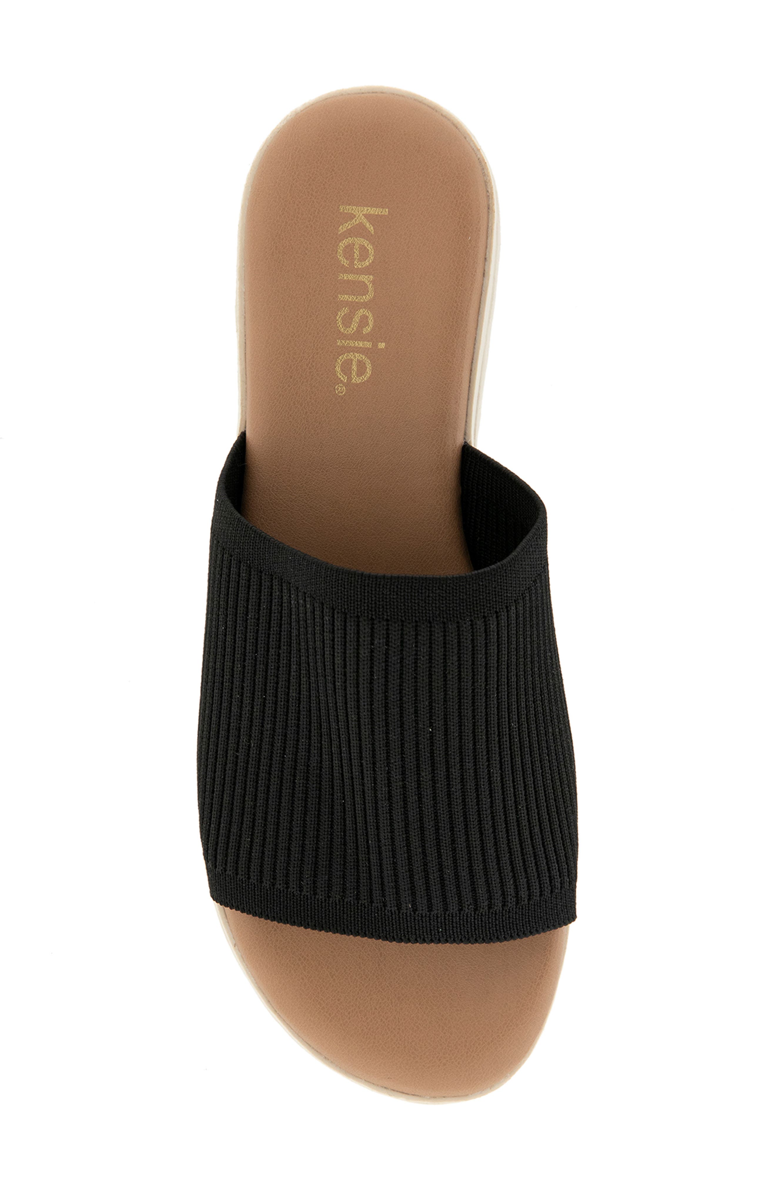 Kensie Ellie Wedge Slide Sandal, Alternate, color, Black