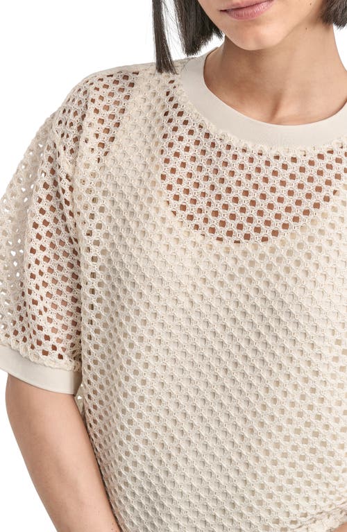 Dkny Open Stitch Short Sleeve Top In Neutral