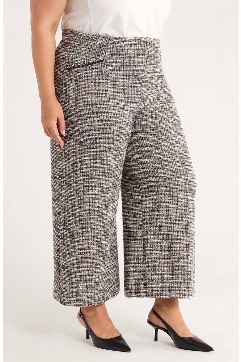 High Waist Ankle Palazzo Stretch Tweed Pants, Alternate, color, MULTI COLOR