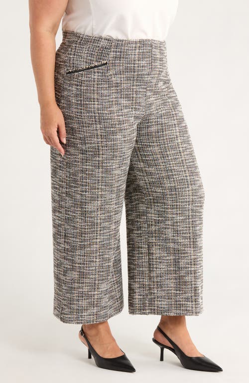 Lyssé Lysse High Waist Ankle Palazzo Stretch Tweed Pants In Gray