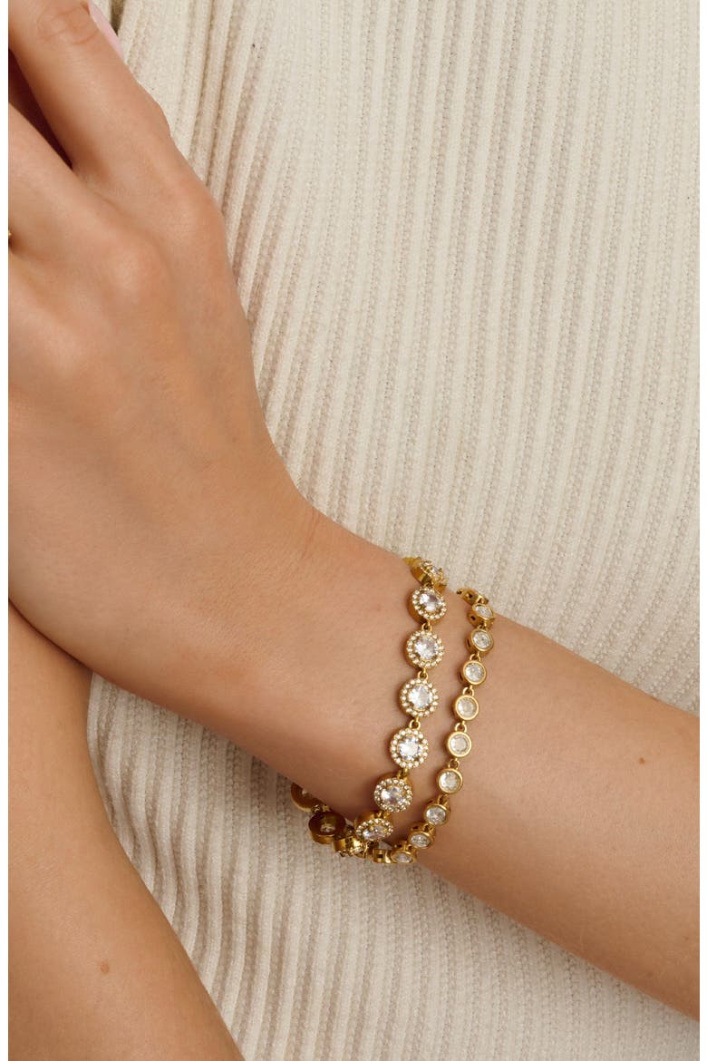 Clear Gemstone Link Bracelet, Alternate, color, Clear / Gold