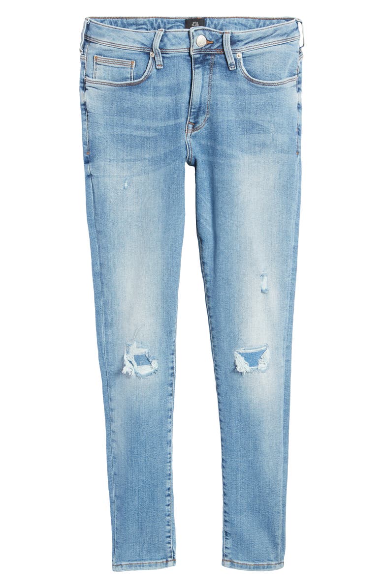 River Island Blue Ollie Ripped Spray-On Skinny Jeans, Alternate, color, 