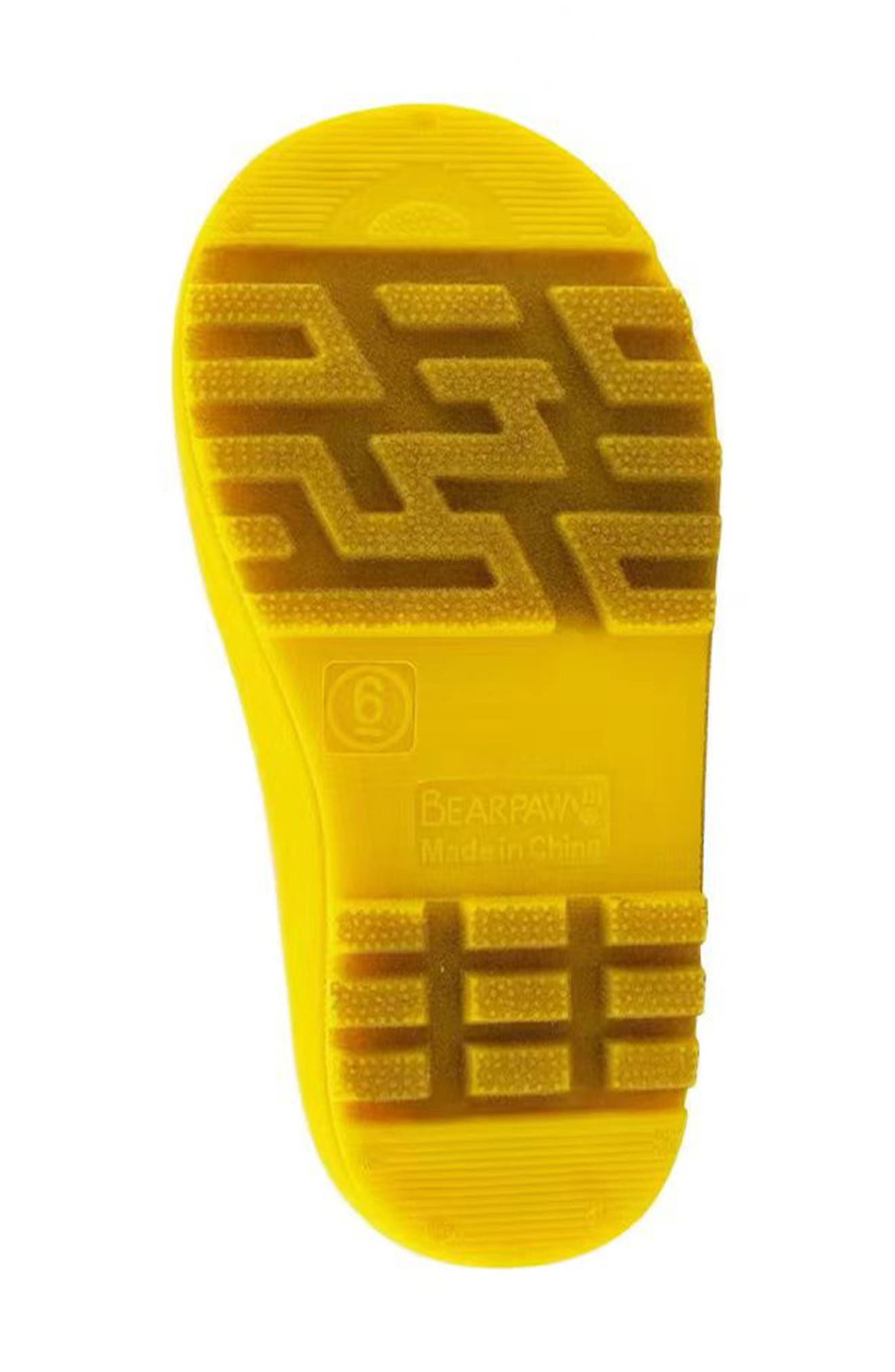 BEARPAW Kids' Shortie Rain Boot with Faux Fur Lining, Alternate, color, Yellow