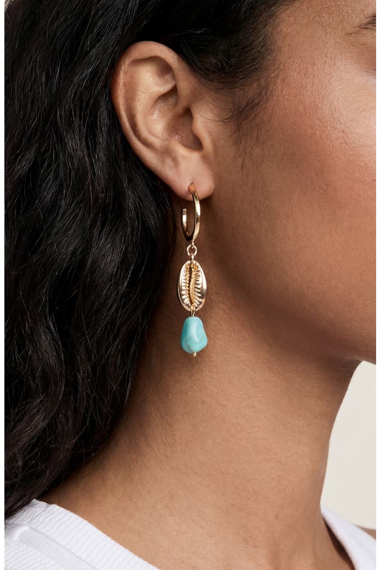 Cowrie Shell Drop Earrings, Alternate, color, TURQUOISE
